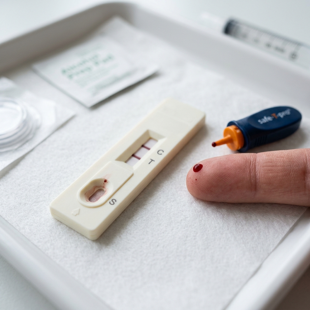Domaci test na celiakii - krevni kapkovy test s proužkem